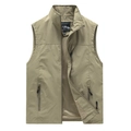 Gilet outdoor da uomo ad asciugatura rapida con collo alto e fodera in rete traspirante - 6XL / Cachi