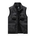 Gilet de plein air pour homme avec plusieurs poches et col montant pour pêche ou photo - M / Noir