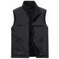 Men's reversible black fleece vest with stand collar and functional zip pockets - M / Black