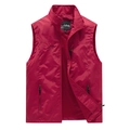 Gilet sportivo da uomo bordeaux ad asciugatura rapida con fodera in rete e tasche con cerniera - 4XL / Rosso