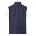 Men's outdoor multi-pocket fishing vest in navy blue, rear view on a clean white background - M / Dark Blue
