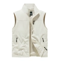 Men's lightweight quick-dry outdoor vest with multi-pockets and breathable mesh lining - S / Off White