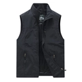 Gilet da esterno nero da uomo con colletto dritto e tasche con cerniera funzionali - 6XL / Nero