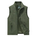 Gilet outdoor verde militare ad asciugatura rapida con colletto dritto e fodera in mesh - 6XL / Verde Militare