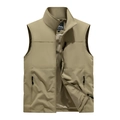 Gilet outdoor multitasche da uomo color kaki in tessuto tecnico e fodera traspirante - S / Cachi