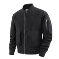 Giacca bomber da uomo in cotone nero con multitasche e polsini a costine - M / Blu Nero
