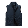 Gilet sportivo da uomo blu navy traspirante con collo alto e tasche con zip - S / Blu scuro