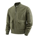Giacca bomber da uomo in cotone verde oliva con tasche multiple e design tattico da volo - M / Verde Militare