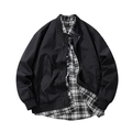 Veste à capuche de printemps pour hommes et femmes avec chemise à carreaux - S / Noir