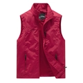 Gilet da pesca rosso con tasche multiple a cerniera e fodera in rete traspirante - M / Rosso