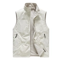 Gilet da uomo crema con fodera in pile, collo alto e tasche con zip per outdoor - M / Avorio