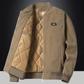 Khaki corduroy bomber jacket with quilted lining and ribbed trim in retro baseball style - M / Camel Padded