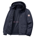 Chaqueta outdoor azul marino para hombre con capucha desmontable y forro de malla suave - M / Azul oscuro