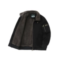 Men's black cotton flight jacket with thick fleece lining and outdoor sleeve pocket detail - M / Black