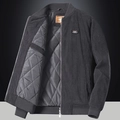 Men's dark gray corduroy jacket with diamond quilted lining and chest patch detail - M / Gray Padded