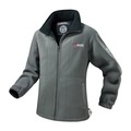 Giacca da uomo in pile grigio double-face con collo alto e ricamo in stile outdoor - XS/100-120 Jin / Grigio