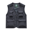 Men's dark grey quick-dry outdoor vest with four utility pockets and mesh lining - Gray
