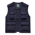 Quick-dry dark blue multi-pocket outdoor vest with breathable mesh lining for men - Deep Blue