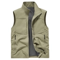 Gilet outdoor uomo verde oliva impermeabile con tasche a zip e fodera interna traspirante - M / Cachi