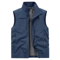 Gilet outdoor blu navy da uomo con colletto dritto, tessuto impermeabile e rete - M / Blu navy