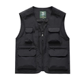 Men's black multi-pocket outdoor utility vest with breathable mesh lining in size M - Black