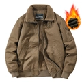 Giacca bomber da uomo marrone con fodera in pile caldo e cerniera lampo classica - M / Cachi