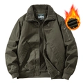 Giacca da uomo stile aviatore verde oliva con fodera in pile e collo caldo in sherpa - M / Verde Militare