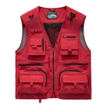 Gilet rosso multitasche con fodera in rete per pesca e fotografia all'aperto - M / Rosso