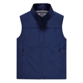 Men's outdoor breathable casual vest in navy blue with stand collar and zipper pockets - S / Dark Blue