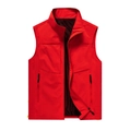 Men's outdoor utility vest in bright red with windproof collar and zipper pockets - M / Red