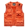 Gilet da pesca funzionale arancione da uomo con tasche multiple e scollo a V sportivo - S / Arancione