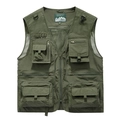 Gilet da pesca verde militare ad asciugatura rapida con rete e tasche multiple - M / Verde Militare