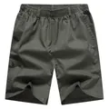 Men's olive green pure cotton cargo shorts with elastic waist and side pockets - XL / Army Green