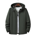 Army green hooded windbreaker for men with zipper and black drawstrings - M / Army Green