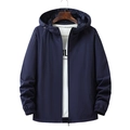 Men's navy blue hooded jacket with warm fleece lining and windproof outer shell - M / Dark Blue