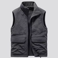 Men's reversible fleece-lined puffer vest with stand collar in charcoal grey finish - 3XL / Gray