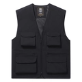 Black multi-pocket tactical fishing vest with functional V-neck and mesh lining - S / Black