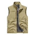 Gilet de loisirs extérieur kaki avec col montant, poches zippées et doublure filet - S / Kaki