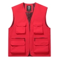 Red multi-pocket outdoor fishing vest with quick-dry fabric and mesh lining for men - S / Red