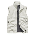 Men's outdoor stand collar vest in light grey featuring front zipper and mesh lining - S / White