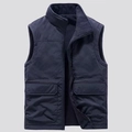 Men's deep blue reversible fleece vest with cargo pockets and stand collar - 3XL / Navy Blue