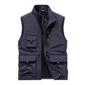 Men's dark blue outdoor cargo vest with multi-pockets and breathable mesh lining - M / Dark Blue