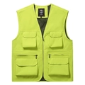 Men's high-visibility neon utility vest with multi-pockets and breathable mesh lining - 3XL / Fruit Green