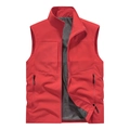 Gilet de sport rouge pour homme avec col montant et doublure en maille grise - S / Rouge