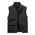 Gilet tactique noir pour homme avec poches multiples, col montant et tissu à séchage rapide - M / Noir