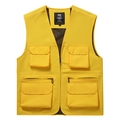 Men's bright yellow multi-pocket utility vest with mesh lining for outdoor activities - S / Bright Yellow