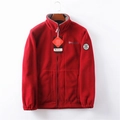 Giacca da uomo in pile rosso spesso con ricamo Norvegia e toppa della bandiera - XS/100-120 Jin / Rosso