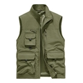 Gilet multipoches vert militaire pour homme avec doublure filet et zip - M / Vert Militaire