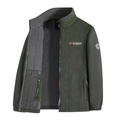 Giacca in pile double-face verde oliva con cerniera lampo e ricamo outdoor - XL/180-200 Jin / Verde Militare