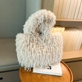 Chic beige faux fur tote bag with a soft plush texture for elegant autumn winter fashion - Off-white